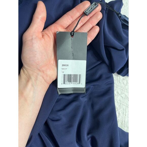 La Femme V-Neckline Longsleeve A-Line Dress in Navy, size 14, NWT - Picture 10 of 15